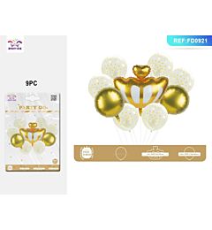SET PALLONCINI MYLAR - CORONA DORATA - 9PZParty Go