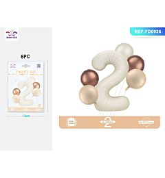 SET PALLONCINI MYLAR - NUMERO 2 COLOR CREMA - 80CM