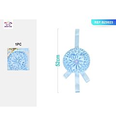 FIOCCO NASCITA A FIORE IN RASO - AZZURRO - 52CMParty Go