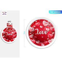 PIATTI MONOUSO - LOVE ROSSO & BIANCO 18CM - 8PZParty Go