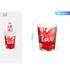 BICCHIERI MONOUSO CUORE - LOVE ROSSO - 6PZ
