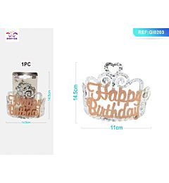 CERCHIETTO HAPPY BIRTHDAY - ARGENTO GLITTER - 1PZParty Go