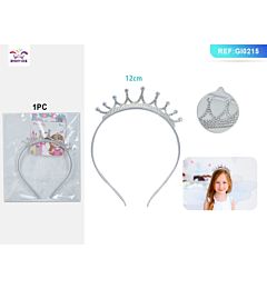 CERCHIETTO A CORONA CON DIAMANTI - ARGENTO - 1PZ