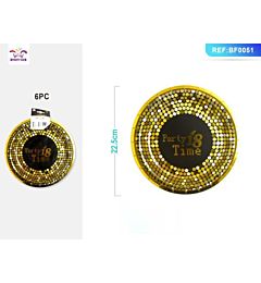 PIATTI MONOUSO - PARTY TIME 18 - ORO - 8PZ