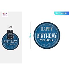 PIATTI MONOUSO - HAPPY BIRTHDAY TO YOU BLU 18CM - 8PZParty Go