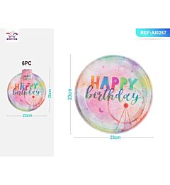PIATTI CON RUOTA PANORAMICA - HAPPY BIRTHDAY 23CM - 6PZ