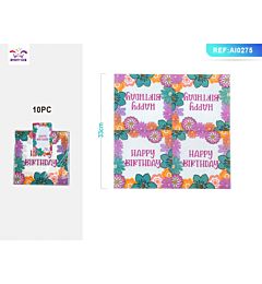 TOVAGLIOLI CON FIORI - HAPPY BIRTHDAY 33CM - 10PZ