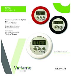 TIMER CUCINA LCD  CIRCLE    3 COL,ASSRT,Virtime
