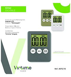 TIMER CUCINA LCD RETTANGOLO   3 COL, ASSORT,Virtime