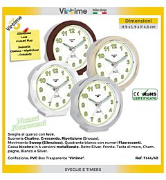 SVEGLI AL QUARZO ROTONDA NUMERI FLUO + LUCE