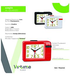 SVEGLI AL QUARZO QUADRATA NUMERI FLUO + LUCE - 9x7CMVirtime
