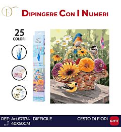 DIPINGERE CON I NUMERI 25 COLORI CESTO DI FIORI