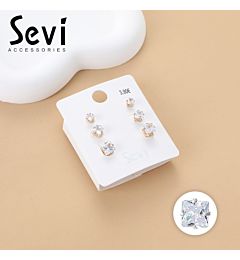 SET DI ORECCHINI A LOBO CON ZIRCONI QUADRATI E BASE DORATASevi