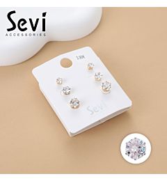SET DI ORECCHINI A LOBO CON ZIRCONI ROTONDISevi