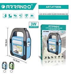 LUCE LED DA LAVORO SOLARE + RICARICABILE