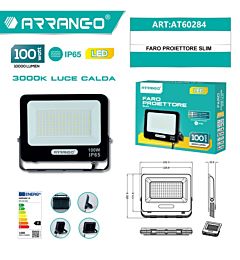 Faro Proiettore Slim LED 100W 3000K - AT60284