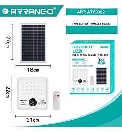 Faro LED con Pannello Solare 100W 6500K - AT60302