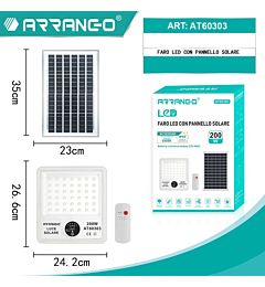 Faro LED con Pannello Solare 200W 6500K - AT60303