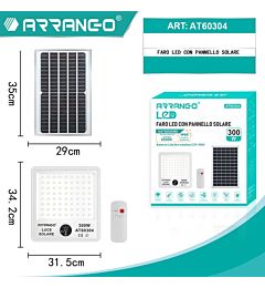 Faro LED con Pannello Solare 300W 6500K - AT60304