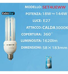 LAMPADA DI LED E27 18W LUCE CALDAExtrastar