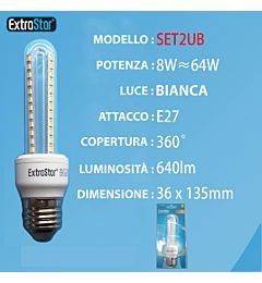 LAMPADA DI LED E27 8W 640LM LUCE FREDDAExtrastar