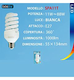 LAMPADINA A LED OPACA SPIRALE E27 11W 1000LM 6500KExtrastar