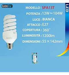 LAMPADINA A LED OPACA SPIRALE E27 13W 1200LM 6500K