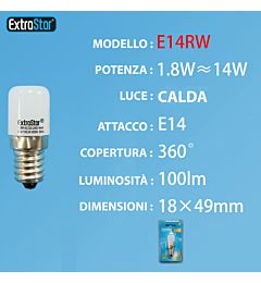 LAMPADINA LED E14 1.8W 100LM LUCE CALDA