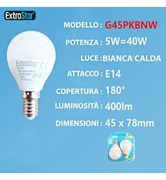 LAMPADINA LED E14 5W 400LM  2PZ LUCE NATURALEExtrastar