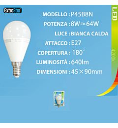 LAMPADINA LED E14 8W 640LM 4200KExtrastar