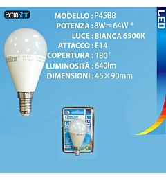 LAMPADINA LED E14 8W 640LM 6500KExtrastar