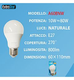 LAMPADINA LED E27 10W 800LM LUCE NATURALEExtrastar