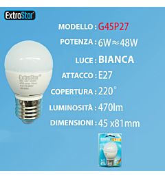 LAMPADINA LED E27 6W 470LM LUCE FREDDAExtrastar
