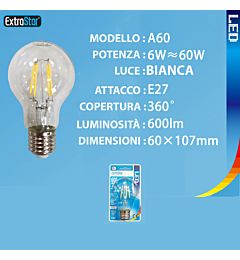 LAMPADINA LED E27 6W 600LM 6500KExtrastar
