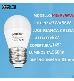 LAMPADINA LED E27 7W 560LM LUCE CALDAExtrastar