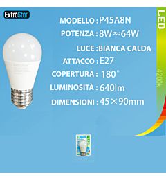 LAMPADINA LED E27 8W 640LM 4200KExtrastar