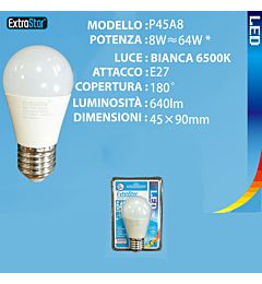 LAMPADINA LED E27 8W 640LM 6500KExtrastar