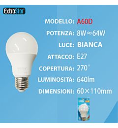 LAMPADINA LED E27 8W 640LM LUCE FREDDAExtrastar