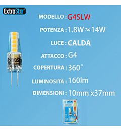 LAMPADINA LED G4 1.8W 160LM 12V LUCE CALDAExtrastar