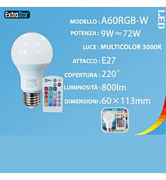 LAMPADINA LED RGB E27 9W 800LMExtrastar