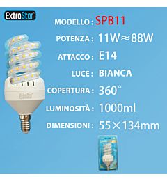 LAMPADINA LED SPIRALE E14 11W 1000LM LUCE FREDDAExtrastar