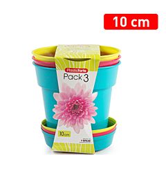 PACK 3 VASI GARDEN 10 CM +  SOTTOVASO  GAMMA CLASSPlastic Forte