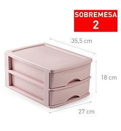 CASSETTIERA DA SCRIVANIA 2 CASSETTI ROSA PALO ALLPlastic Forte