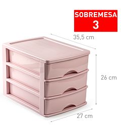 CASSETTIERA DA SCRIVANIA 3 CASSETTI ROSA PALO ALLPlastic Forte