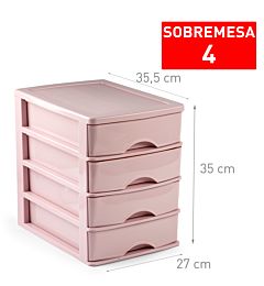 CASSETTIERA DA SCRIVANIA 4 CASSETTI ROSA PALO ALLPlastic Forte