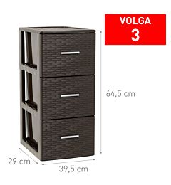 CASSETTIERA 3 CASSETTI VOLGA RATTAN WENGUE