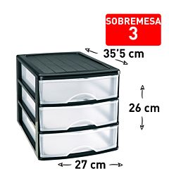 CASSETTIERA DA SCRIVANIA 3 CASSETTI NERO