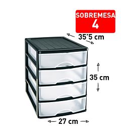 CASSETTIERA DA SCRIVANIA 4 CASSETTI NERO