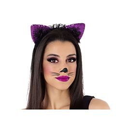 Atosa - Cerchietto Orecchie Gatto - Viola