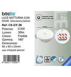 LUCE NOTTURANA CON SENSORE 0.5W - 6500K